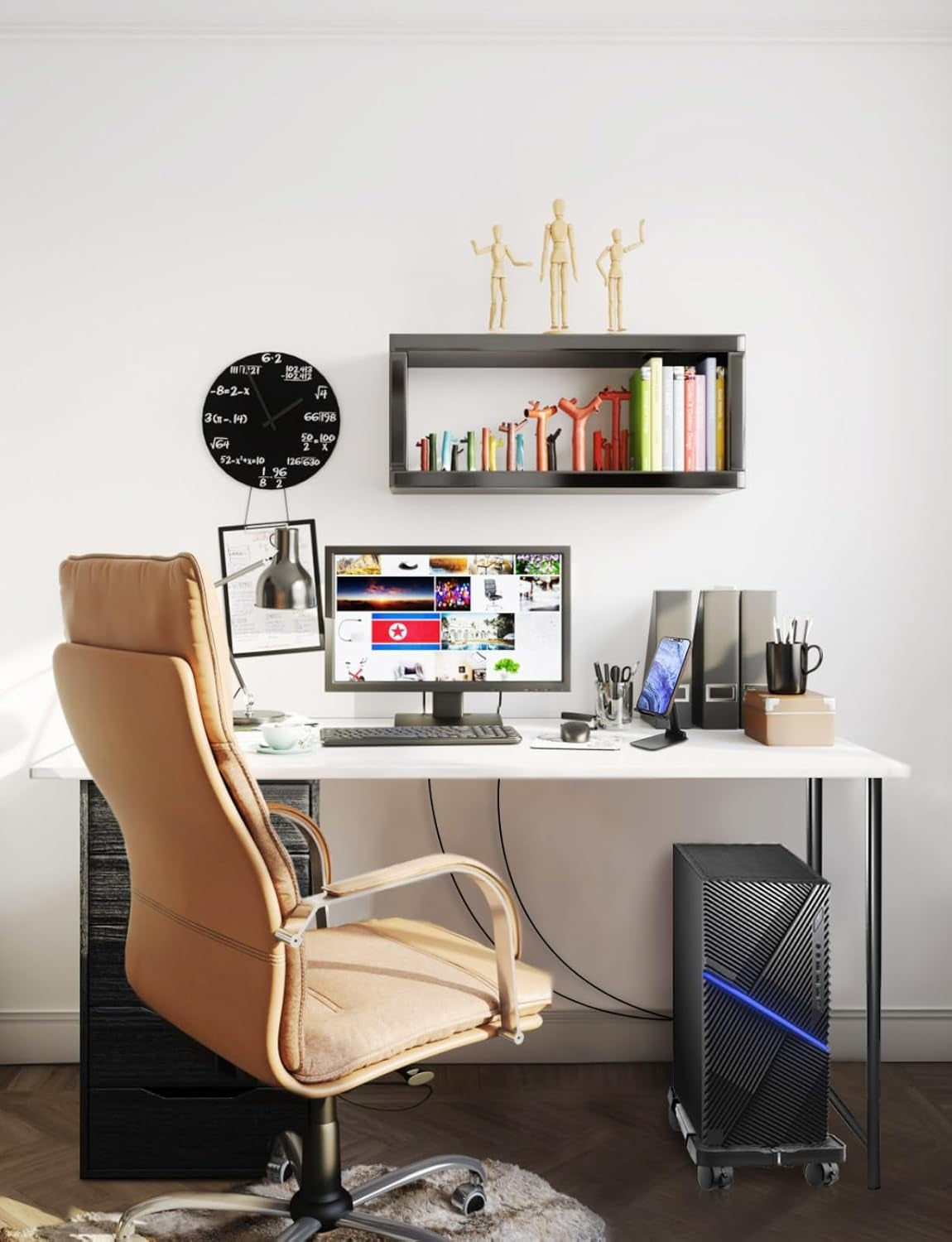 Computer Tower Stand, PC Stand, Adjustable Mobile CPU Stand with Rolling Wheels, PC Tower Stand for Floor Carpet Gaming PC Case, PC Riser for Gamers and Students