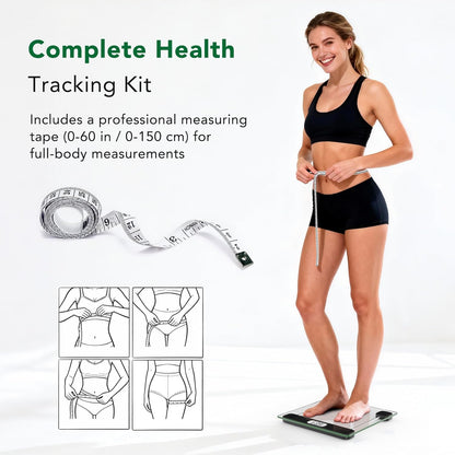 Digital Bathroom Scale by  - 400Lb Capacity Accurate Body Weight Weighing Scale with Professional Grade, Step-On Technology, Tempered Glass, LCD Display, Measuring Tape Included