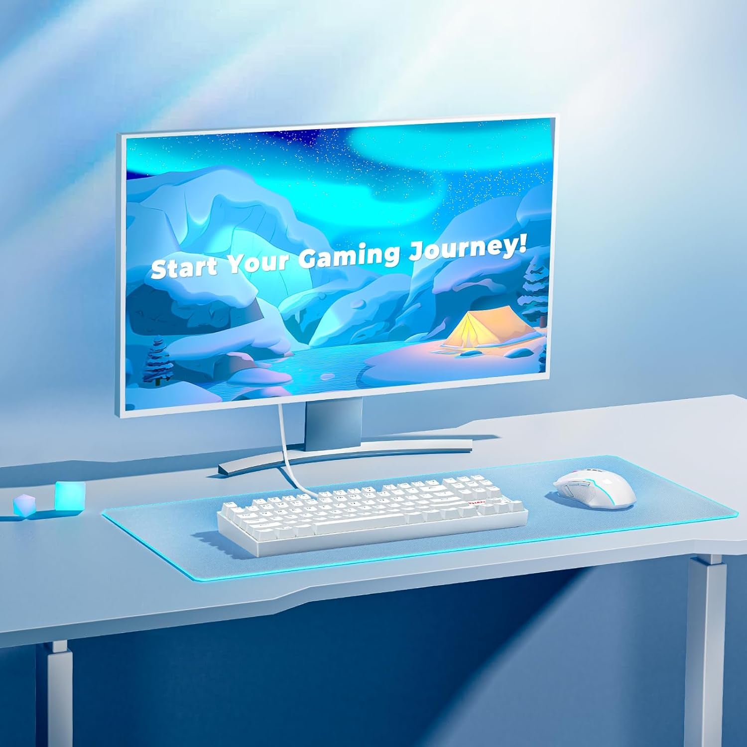 K552 Mechanical Gaming Keyboard 60% Compact 87 Key Kumara Wired Cherry MX Blue Switches Equivalent for Windows PC Gamers (RGB Backlit White)