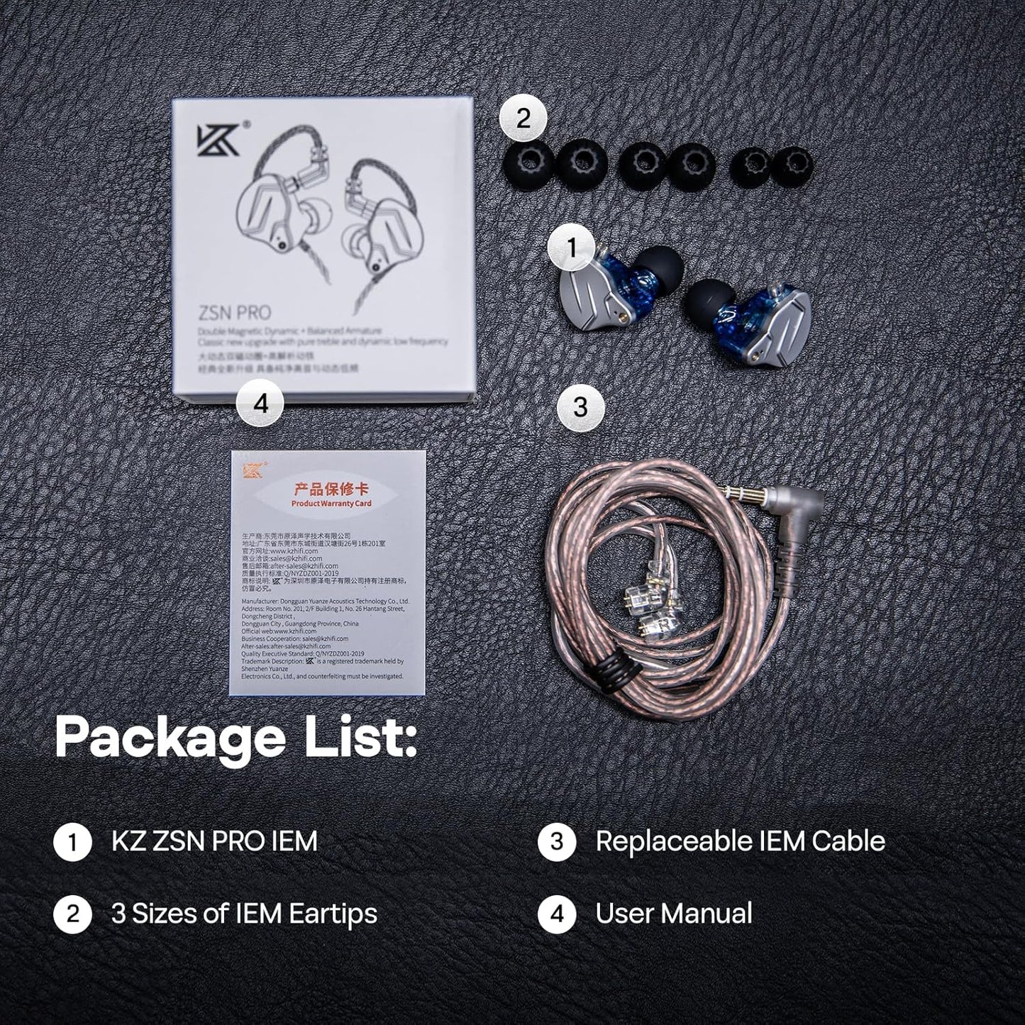 KZ ZSN Pro Dual Driver 1BA+1DD Hybrid Metal Earphones Hifi In-Ear Monitor with Detachable Recessed 2Pin Cable, Zin Alloy Panel (Without Mic, Black)