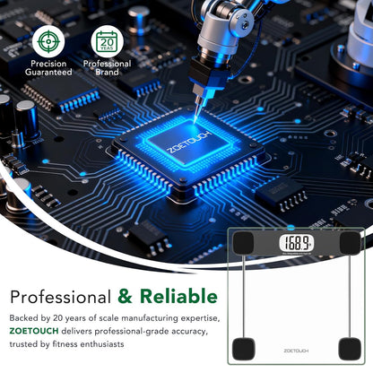 Digital Bathroom Scale by  - 400Lb Capacity Accurate Body Weight Weighing Scale with Professional Grade, Step-On Technology, Tempered Glass, LCD Display, Measuring Tape Included