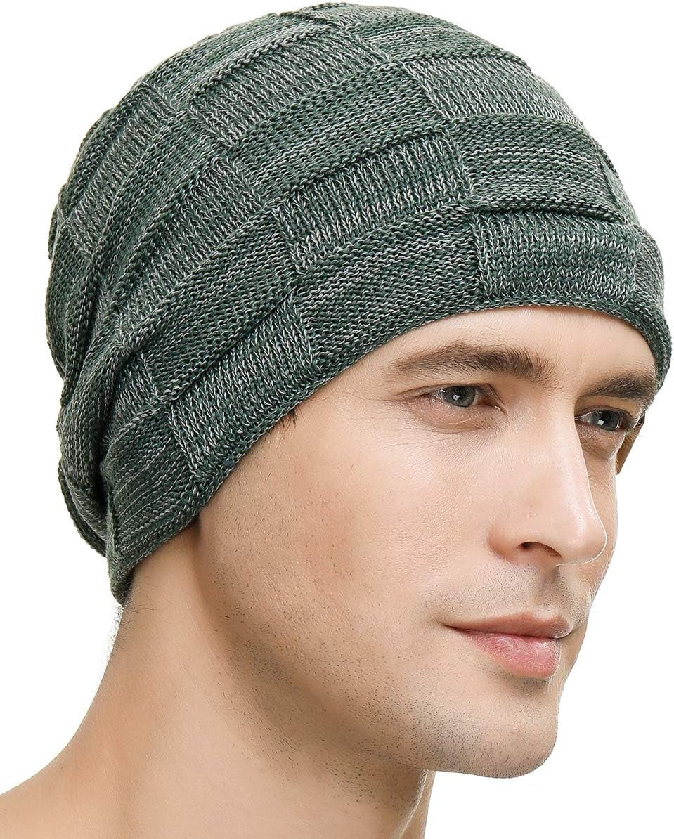 Slouchy Beanie for Men Winter Hats for Guys Cool Beanies Mens Lined Knit Warm Thick Skully Stocking Binie Hat Pairs