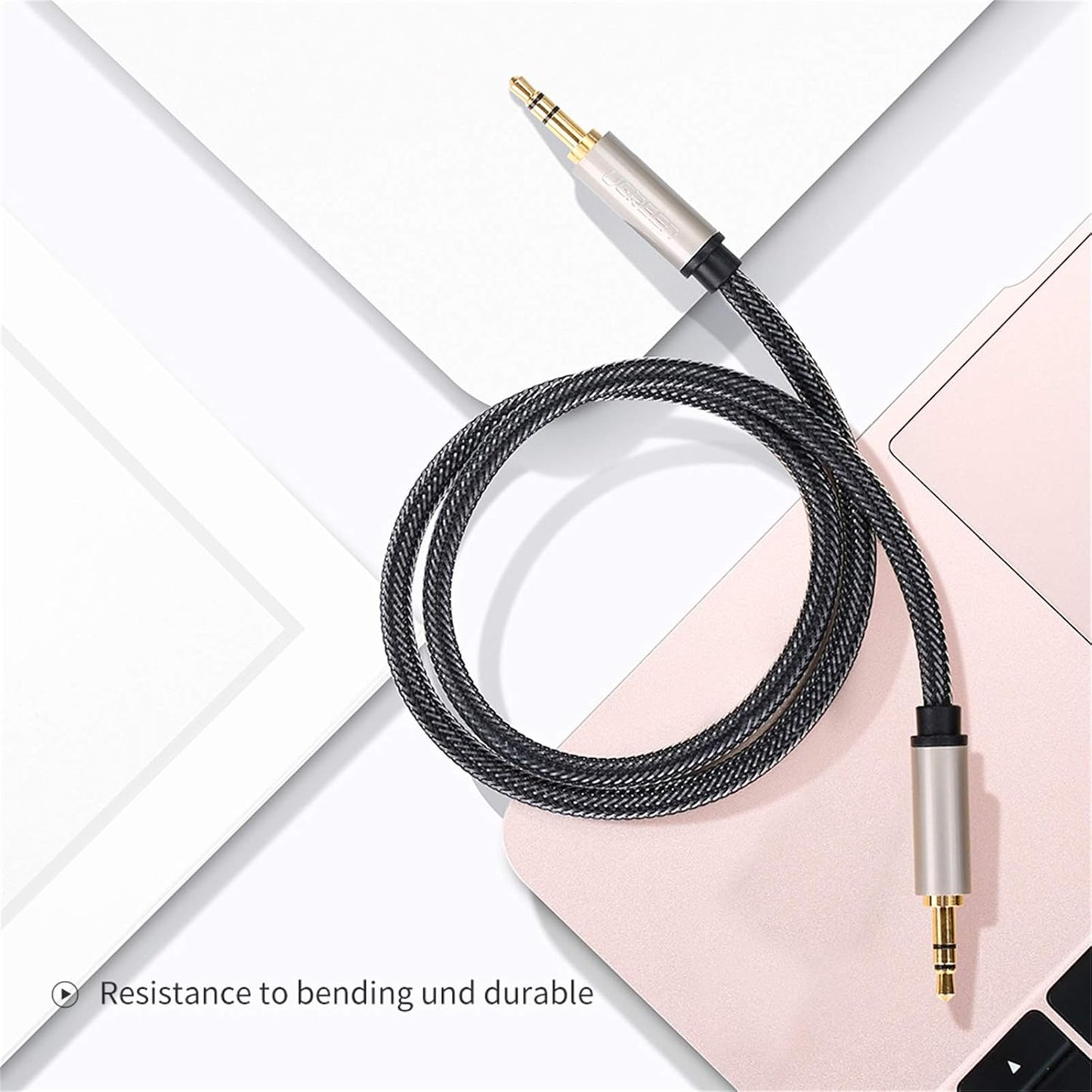 3.5Mm Male to Male Auxiliary Aux Stereo Professional Hifi Cable with Silver-Plating Copper Core, Gold Plated, Nylon Braid, Tangle-Free for for Audiophile/Musical Lovers ,Silver 2M 6Ft