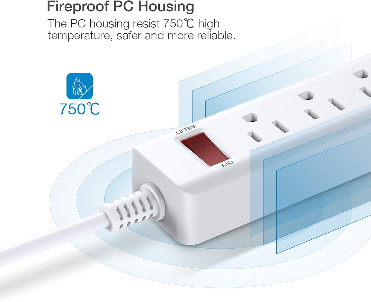 Power Strip 3 Outlets with 3 Fast Charging USB Ports, 5Ft Extension Cord with USB Ports (5V/2.4AX3) for Indoor,1625W/13A (1 PCS)