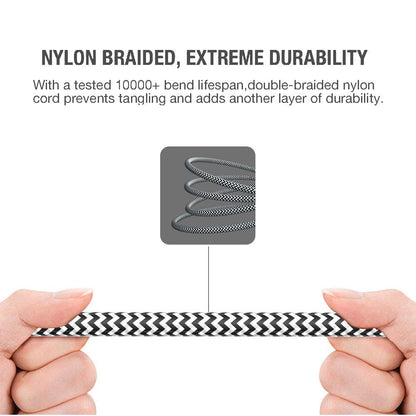 3.5Mm Stereo Audio Cable Extension Male to Male Nylon Braided 10Ft/3M Tangle-Free AUX Cable for Headphones, Ipods, Iphones, Ipads, Home/Car Stereos and More (Black)