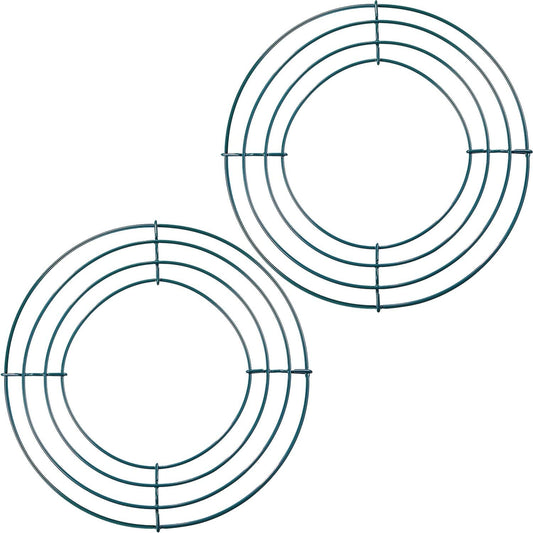 2 Packs of Wire Wreath Frames Green Wire Garland Making Rings for Christmas Decoration(8 Inch)