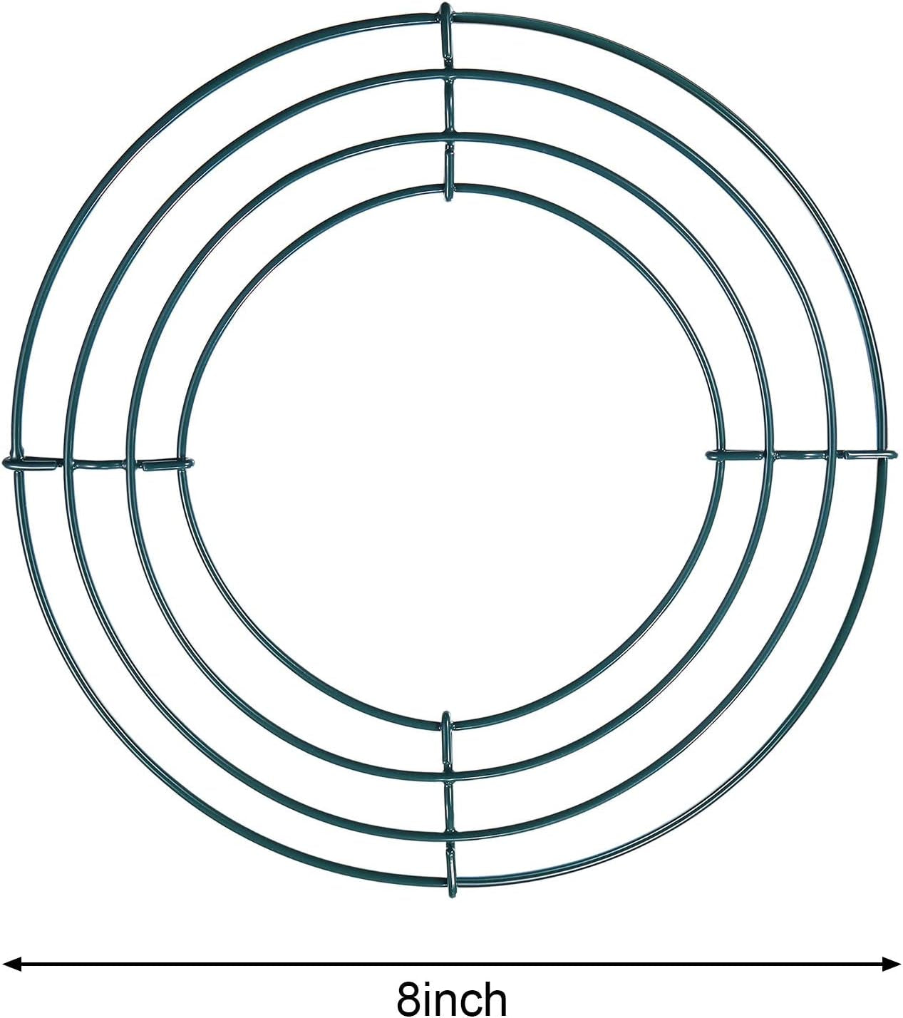 2 Packs of Wire Wreath Frames Green Wire Garland Making Rings for Christmas Decoration(8 Inch)