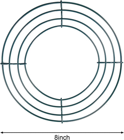 2 Packs of Wire Wreath Frames Green Wire Garland Making Rings for Christmas Decoration(8 Inch)