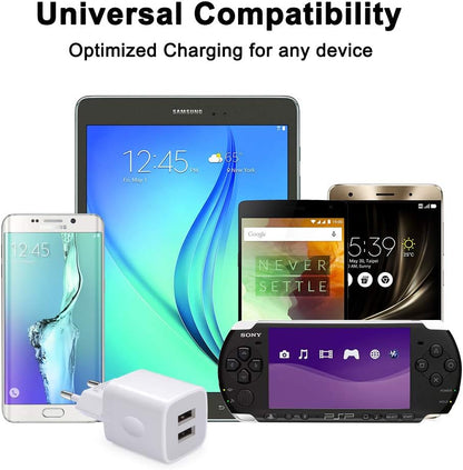 European Wall Charger,  2-Pack USB 2.1AMP Universal Europe Charger Block Dual Port Plug Compatible for Iphone 17 16 15 14 13 12 11 Pro Max XS XR X SE 8 7 6 Plus,Samsung S25 S24 A17,Note,Lg,Moto