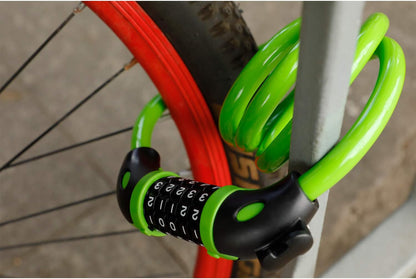 Bike Lock Bicycle Lock Chain ，5-Digit Combination Lock Core Steel Wire Bike Lock Security&Portable Bicycle Locks,1.1M X 1/2 Inch (Green)