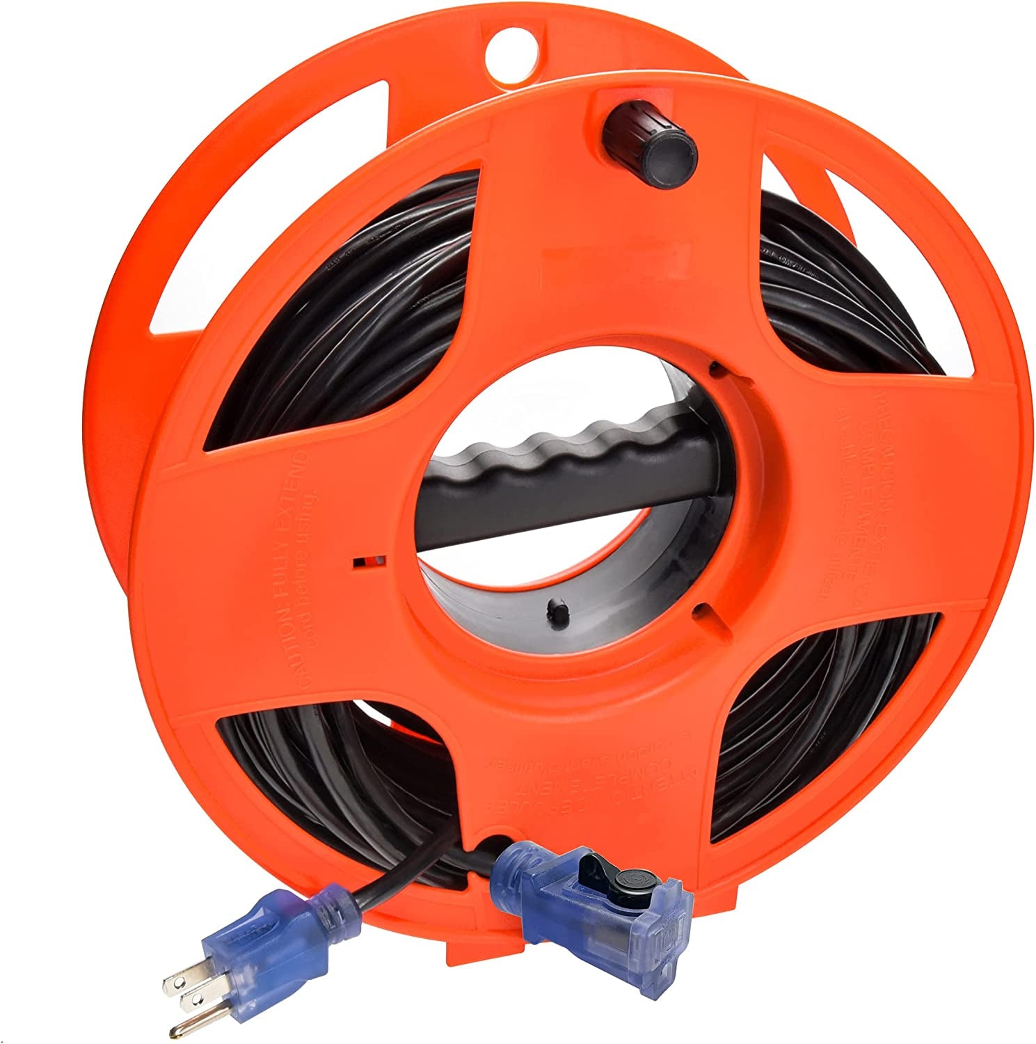 16 Gauge 3Prong Cords (16/3 SJTW & Cord Storage Wheel, Black, 80 Ft - W/Wheel)