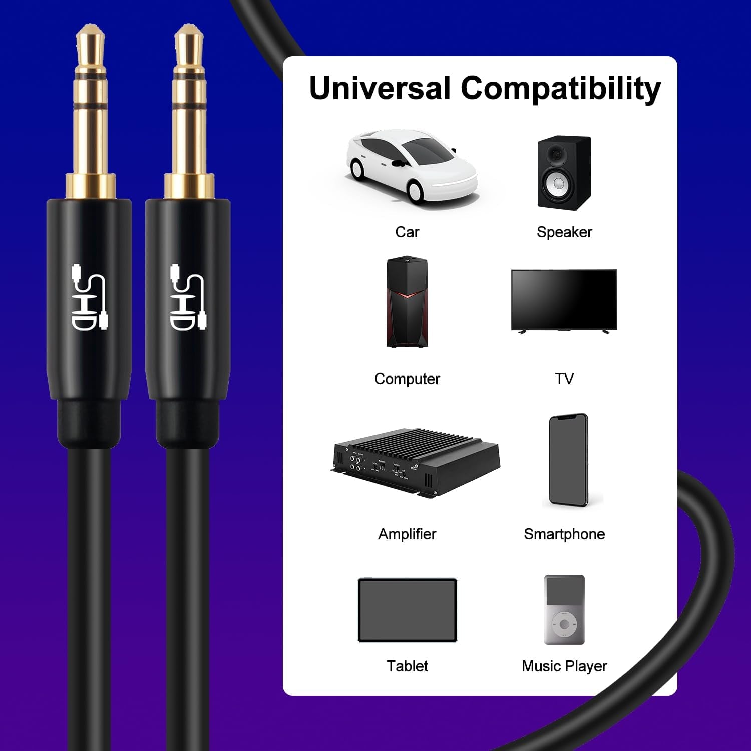 Aux Cable, 3.5Mm Audio Cable Aux for Car Auxiliary Audio Stereo Cable 3.5Mm Cord Premium Sound Dual Shielded with Gold Plated Connectors-3Feet