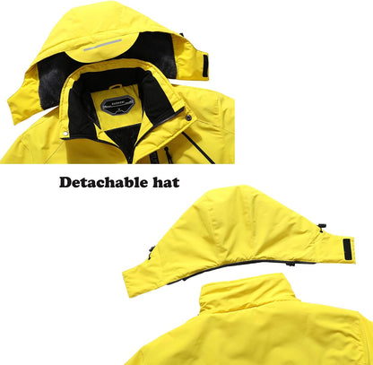 Men'S Waterproof Ski Jacket Warm Winter Snow Coat Hooded Raincoat