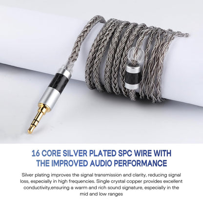 Zonie IEM Cable, 16 Core Silver Plated Earphone Upgraded Cords, 1.25M SPC in Ear Monitor Cable for 7Hz Zero:2 Orchestra Lite Cadenza Hype4 Supermix4(2Pin 0.78Mm, 3.5Mm)(Grey)