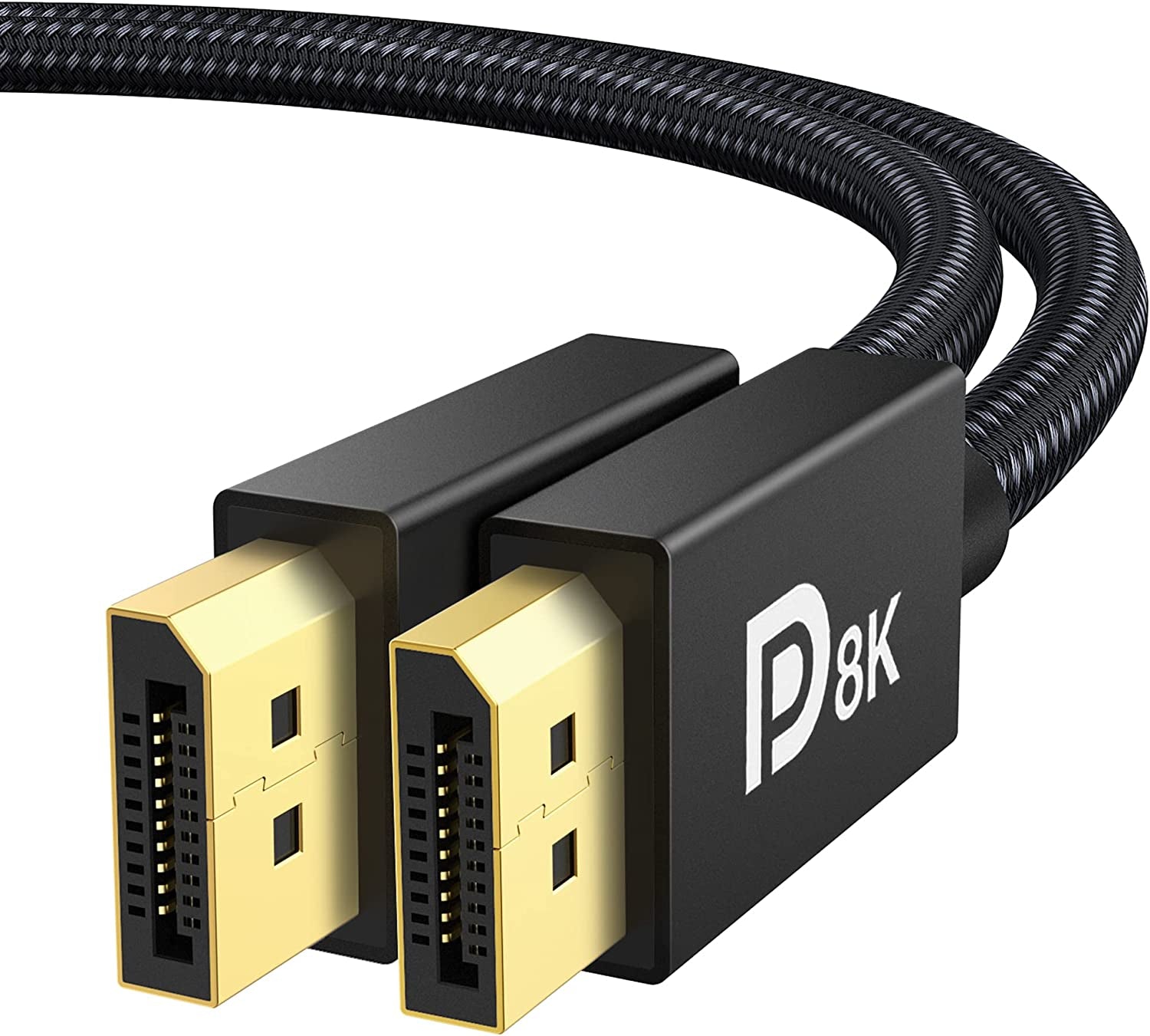 8K Displayport Cable 1.4, VESA Certified DP Cable 6.6Ft (8K@60Hz, 4K@144Hz, 2K@240Hz)Hbr3 Support 32.4Gbps, HDR, HDCP 2.2, Freesync G-Sync, Braided Display Port for Gaming Monitor, Graphics, PC