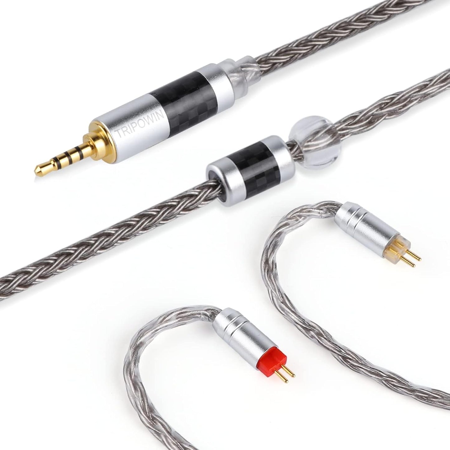 Zonie IEM Cable, 16 Core Silver Plated Earphone Upgraded Cords, 1.25M SPC in Ear Monitor Cable for 7Hz Zero:2 Orchestra Lite Cadenza Hype4 Supermix4(2Pin 0.78Mm, 3.5Mm)(Grey)