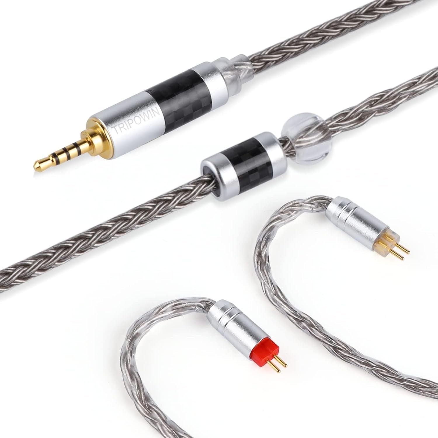 Zonie IEM Cable, 16 Core Silver Plated Earphone Upgraded Cords, 1.25M SPC in Ear Monitor Cable for 7Hz Zero:2 Orchestra Lite Cadenza Hype4 Supermix4(2Pin 0.78Mm, 3.5Mm)(Grey)