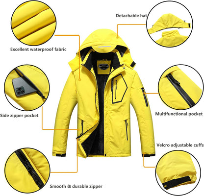 Men'S Waterproof Ski Jacket Warm Winter Snow Coat Hooded Raincoat