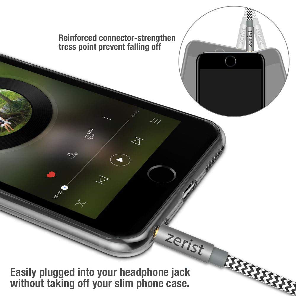 3.5Mm Stereo Audio Cable Extension Male to Male Nylon Braided 10Ft/3M Tangle-Free AUX Cable for Headphones, Ipods, Iphones, Ipads, Home/Car Stereos and More (Black)