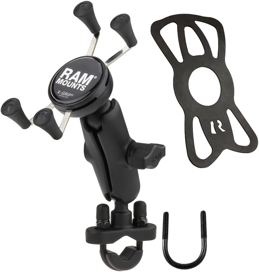 X-Grip Phone Mount with Handlebar U-Bolt Base RAM-B-149Z-UN7U , Medium Arm for Motorcycle, ATV/UTV, Bike