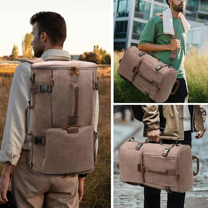 40L Travel Backpack, Vintage Canvas Rucksack Convertible Duffel Bag Carry on Backpack Fit for 17.3 Inch Laptop Bag