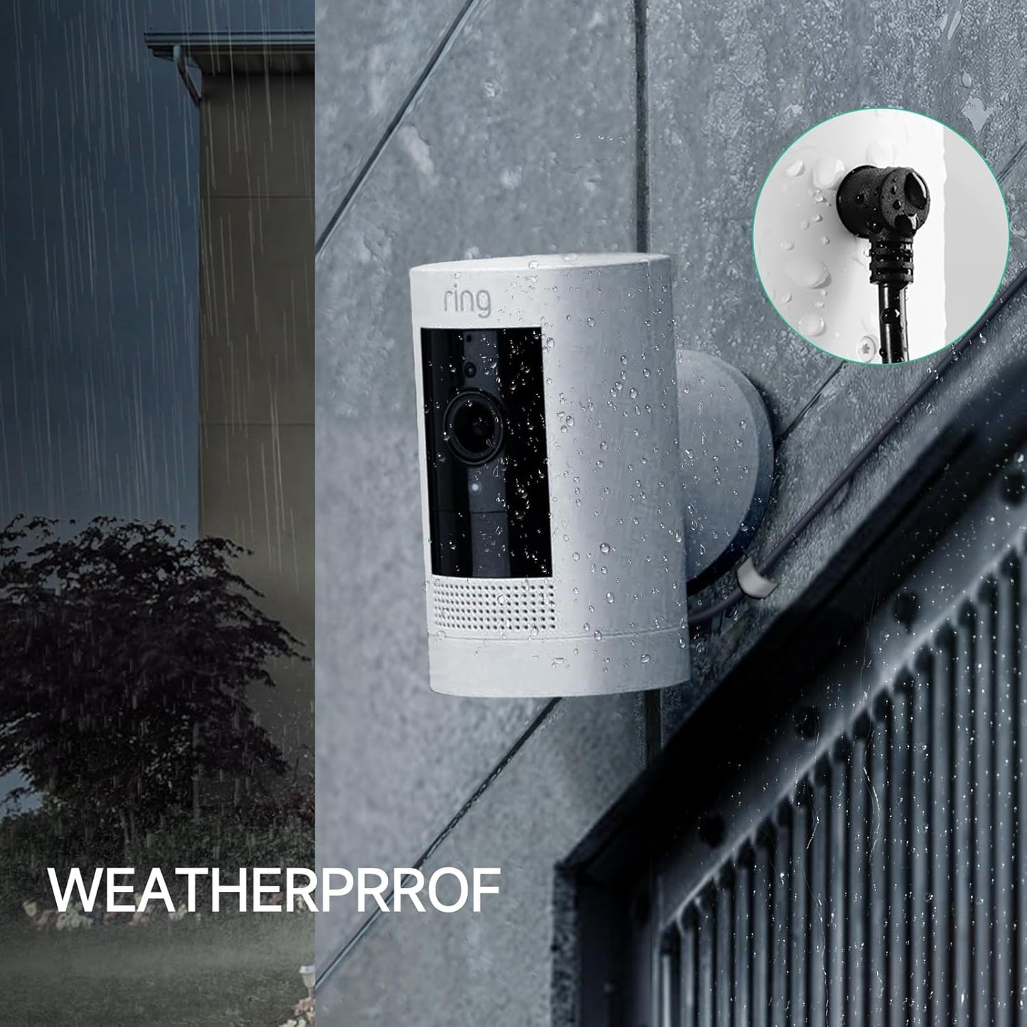 8M/26Ft Charge Cable with DC Power Adapter Compatible with Ring Stick up Cam Battery 3Rd Gen/2Nd Gen/Plug-In, Weatherproof Cable to Continuously Charge Your Camera, Black