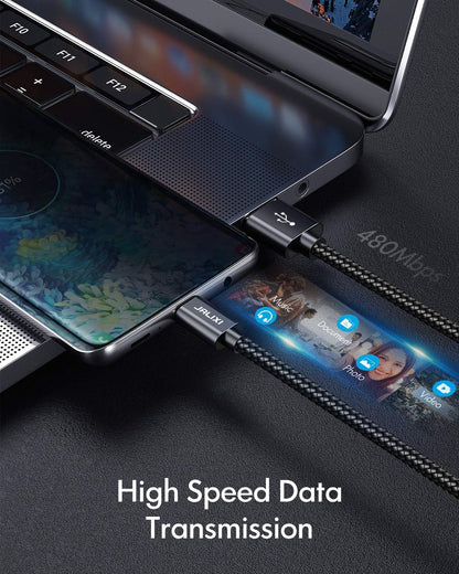 USB to USB C Cable, (3-Pack, 1/3/10 Ft) Fast Charging USBA to USBC Charger Cord Braided for Iphone 15 16 Pro/Pro Max/Plus, for Samsung Galaxy S24 S23 S22 S21 S25, Pixel, Moto