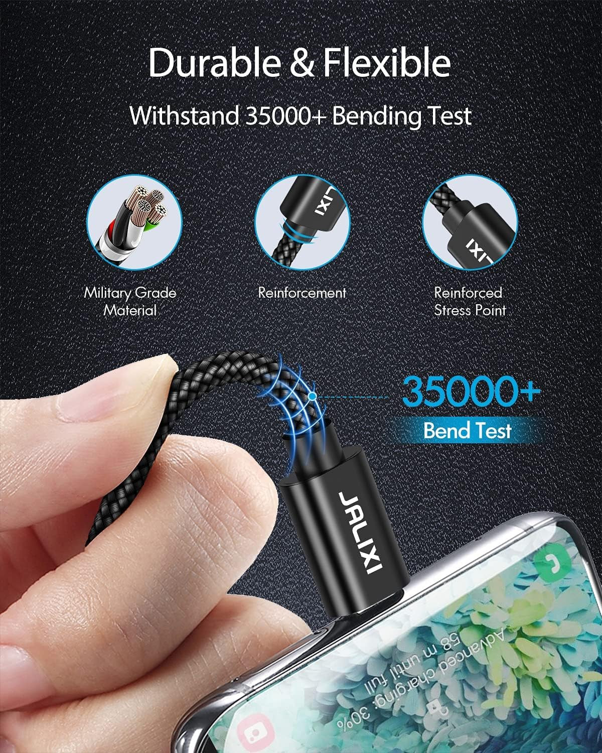 USB to USB C Cable, (3-Pack, 1/3/10 Ft) Fast Charging USBA to USBC Charger Cord Braided for Iphone 15 16 Pro/Pro Max/Plus, for Samsung Galaxy S24 S23 S22 S21 S25, Pixel, Moto