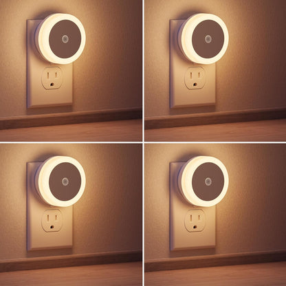 LED Baby Night Lights Plug into Wall [4Pack], Nightlight with Light Sensors for Kids Room, Bathroom Stair Lights, Hallway Light, Warm White