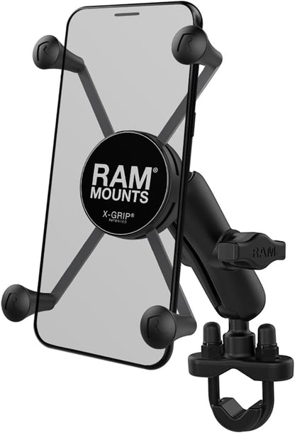 X-Grip Phone Mount with Handlebar U-Bolt Base RAM-B-149Z-UN7U , Medium Arm for Motorcycle, ATV/UTV, Bike