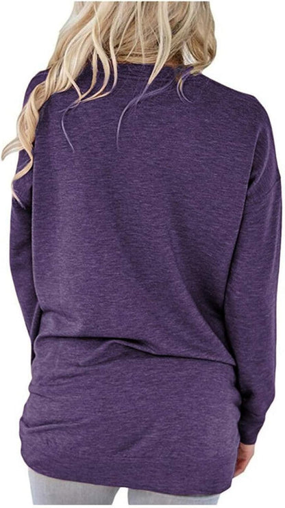 Womens Crewneck Sweatshirt Casual Loose Fitting Tops Long Sleeve T Shirt