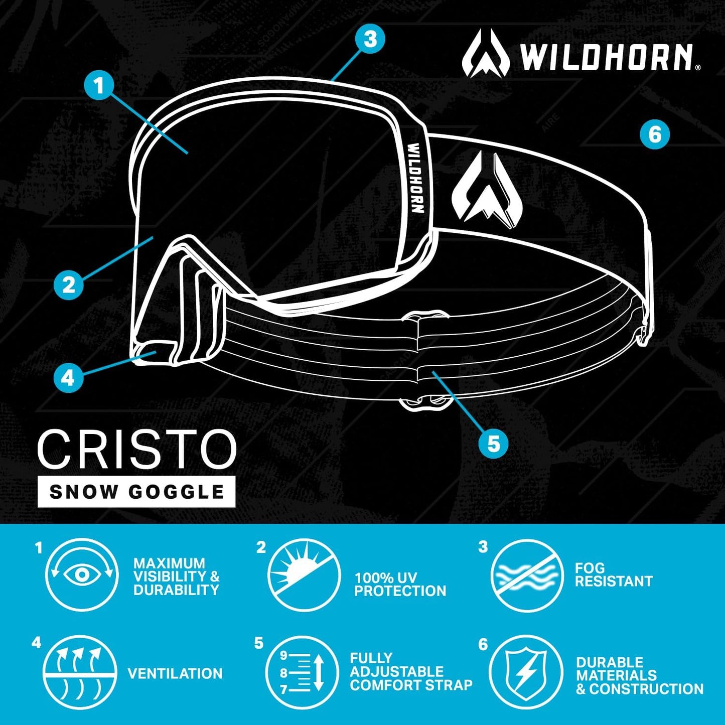 Wildhorn Cristo Ski Goggles Men Women 100% UV Anti-Fog OTG Snowboard Goggles- US Ski Team Official Supplier- Snow Goggles
